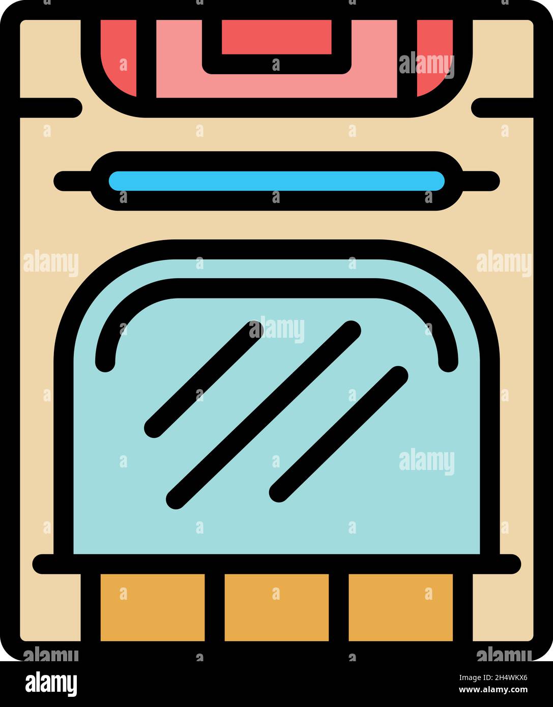 Oven icon. Outline oven vector icon color flat isolated Stock Vector ...