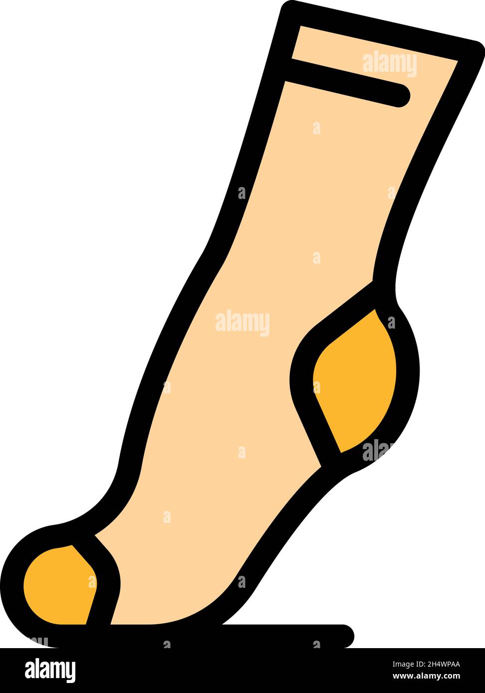 Long sock icon. Outline long sock vector icon color flat isolated Stock Vector