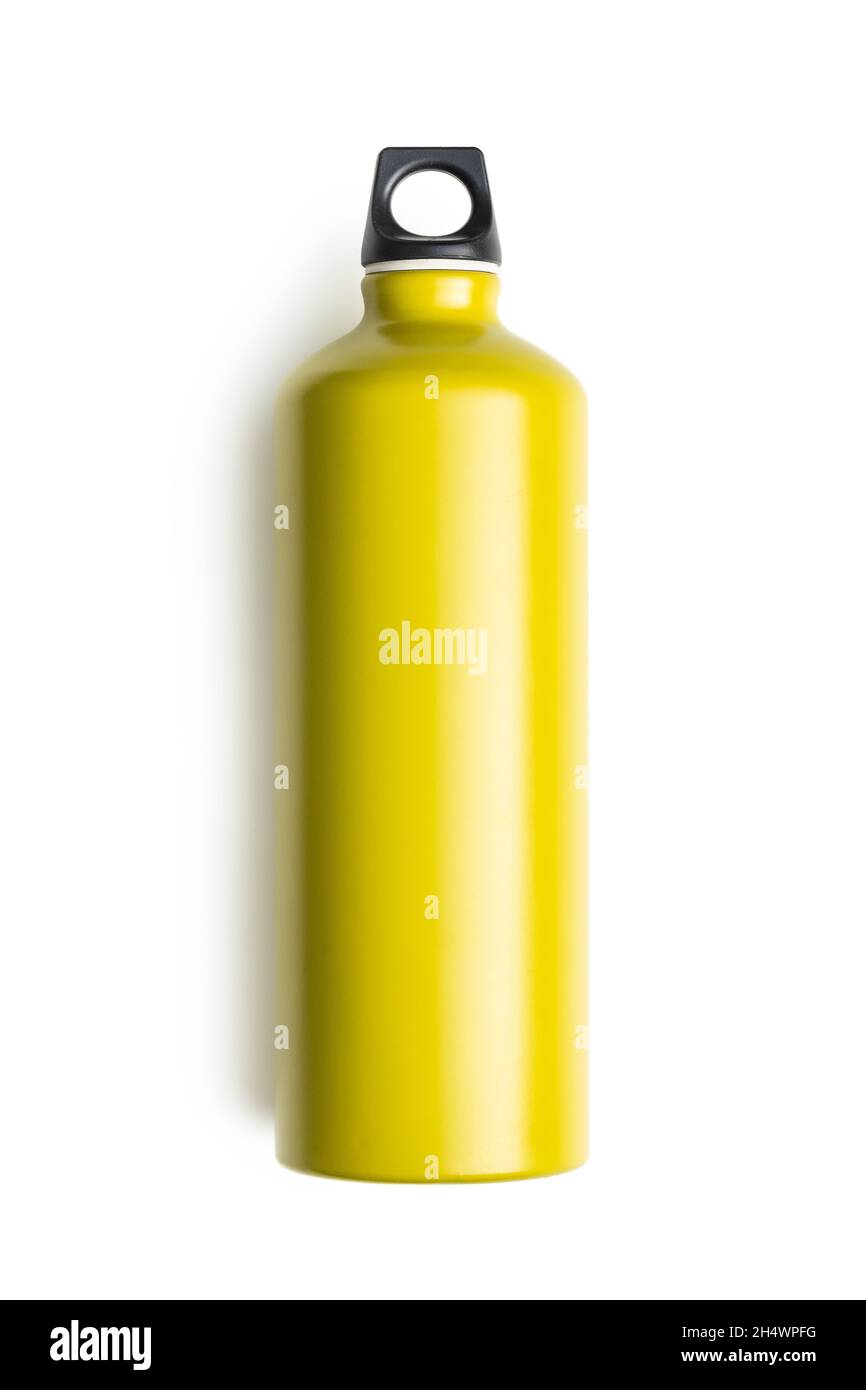 Camping aluminium water bottle isolated on white background. Stock Photo