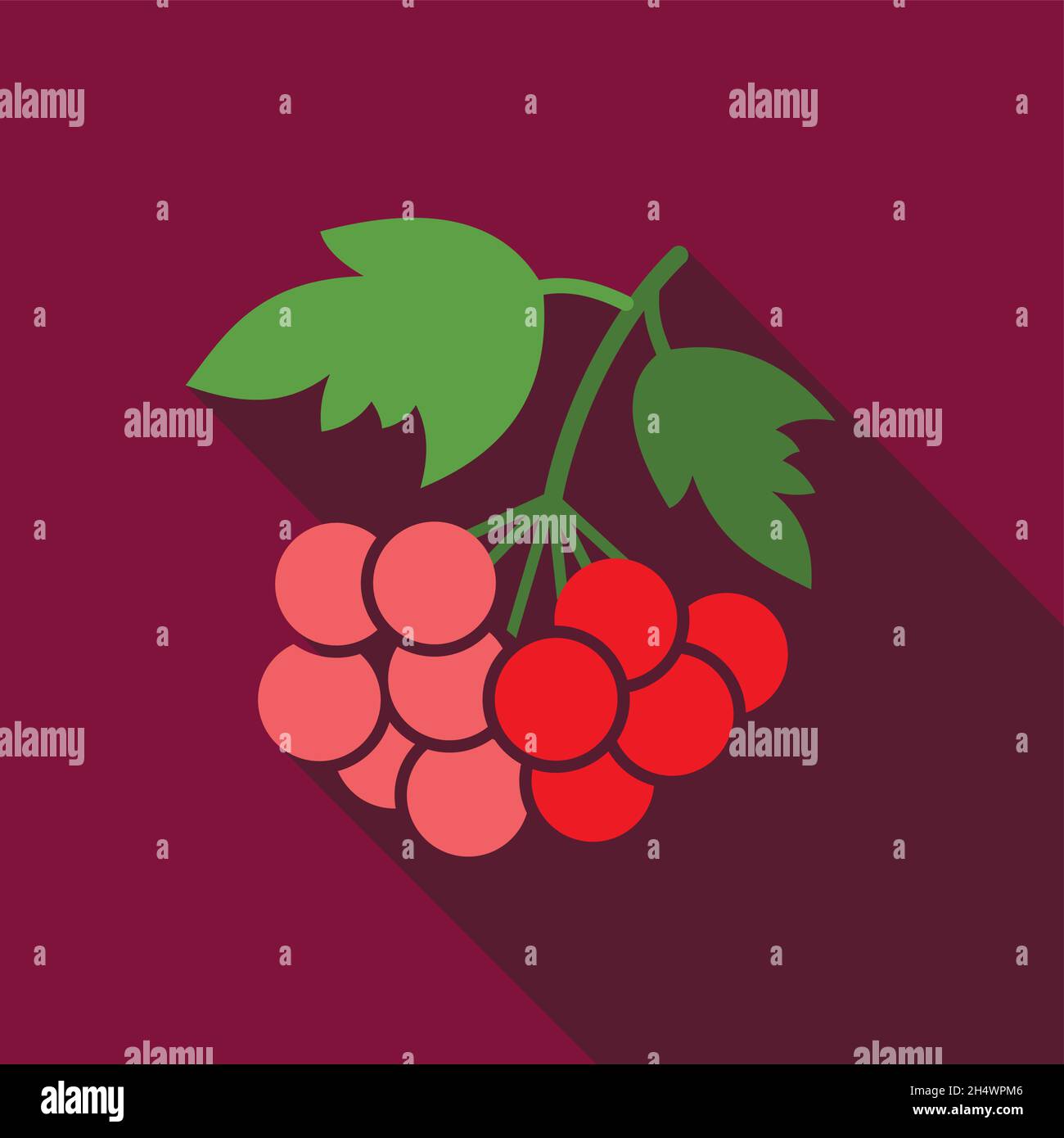 Rowan branch flat icon. Berry fruit. Vector illustration, eps 10 Stock Vector