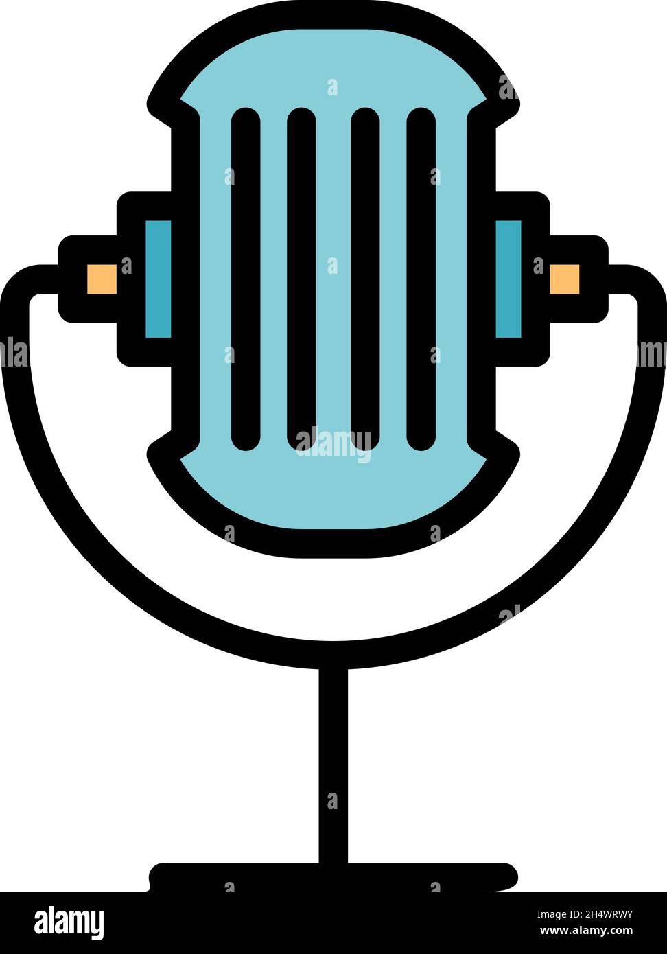 Stream microphone icon. Outline stream microphone vector icon color flat isolated Stock Vector