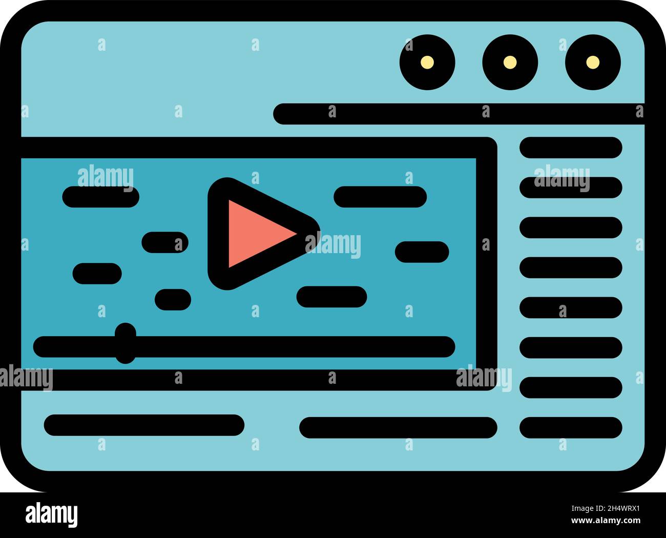 Web browser stream icon. Outline web browser stream vector icon color ...