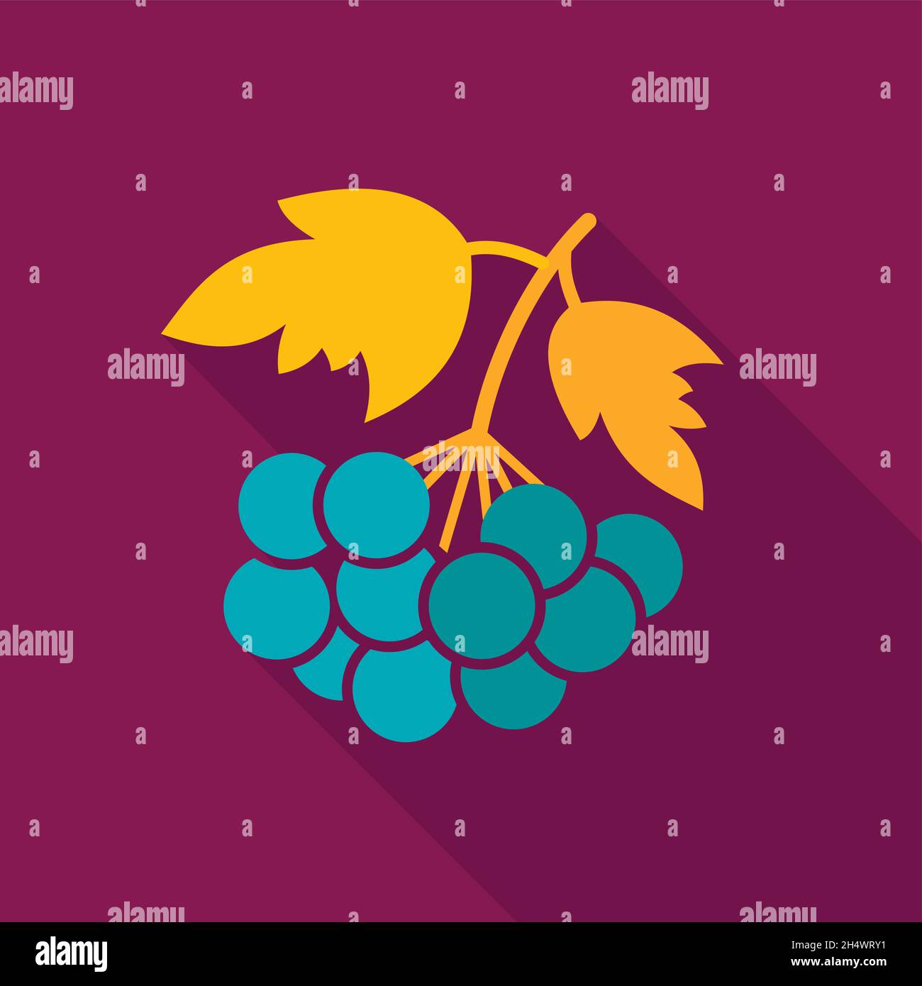 Rowan branch flat icon. Berry fruit. Vector illustration, eps 10 Stock Vector
