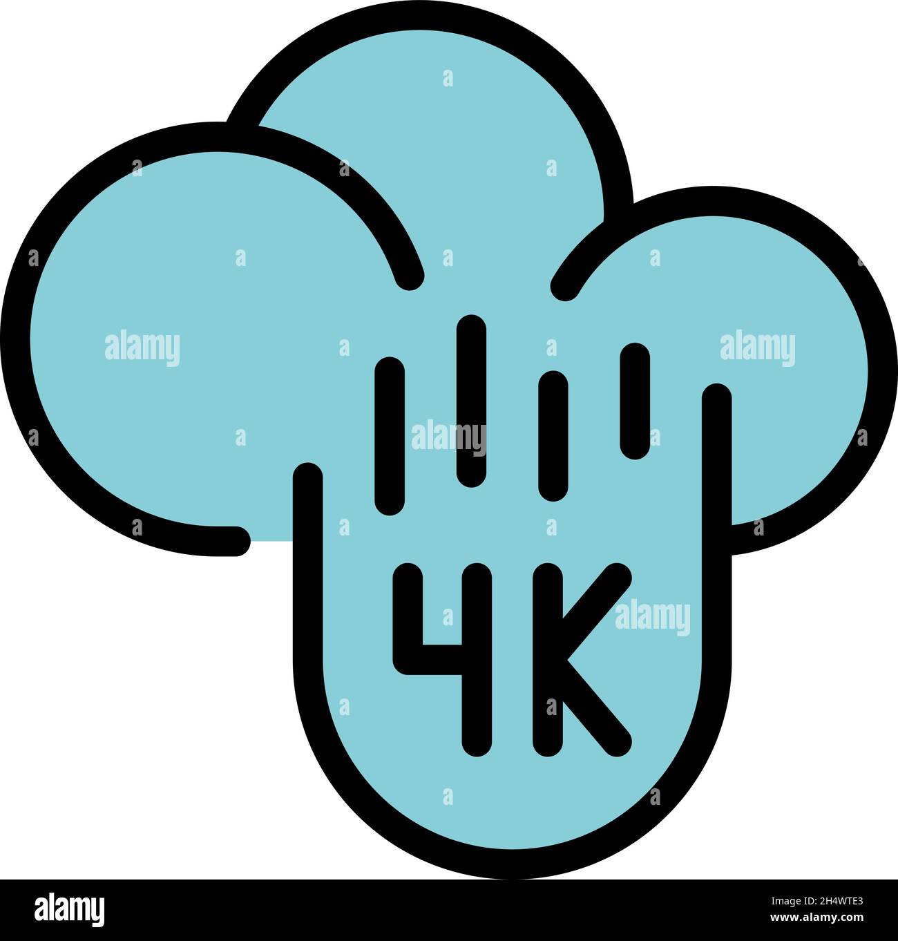 Data cloud 4k stream icon. Outline data cloud 4k stream vector icon ...