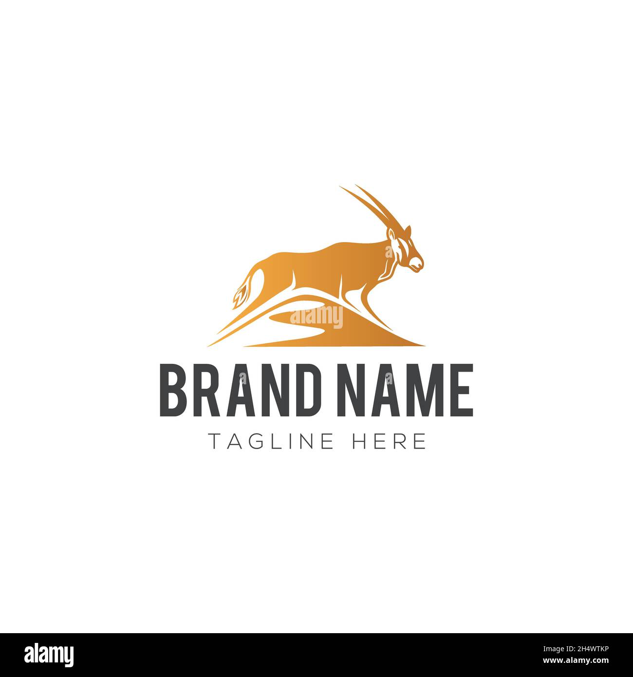vector illustrations. logo shape like a animal antelope in desert. Stock Vector