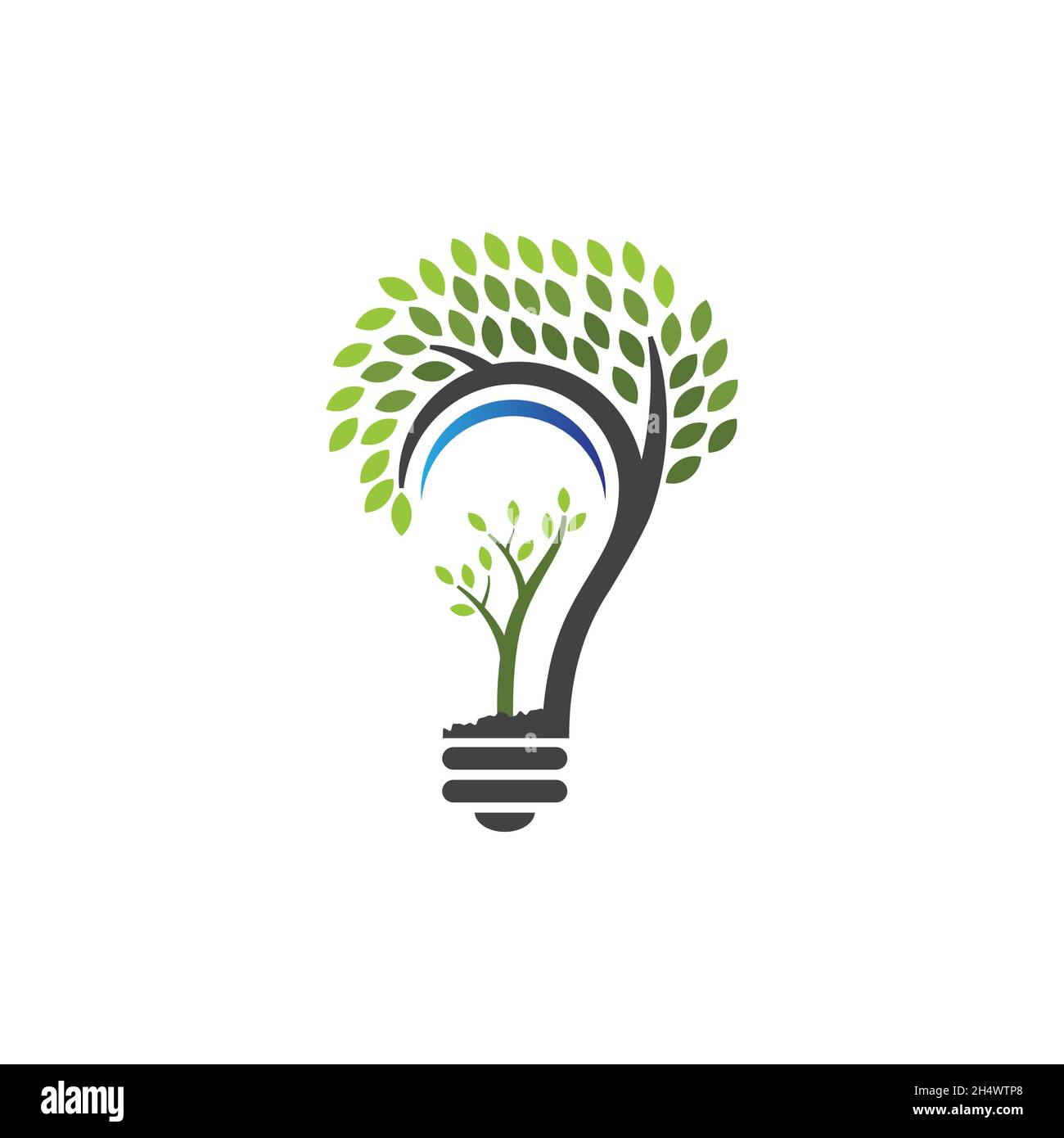 vector, illustrations. combination logo from bulb and natural fresh tree logo. energy power saving for good life. Stock Vector