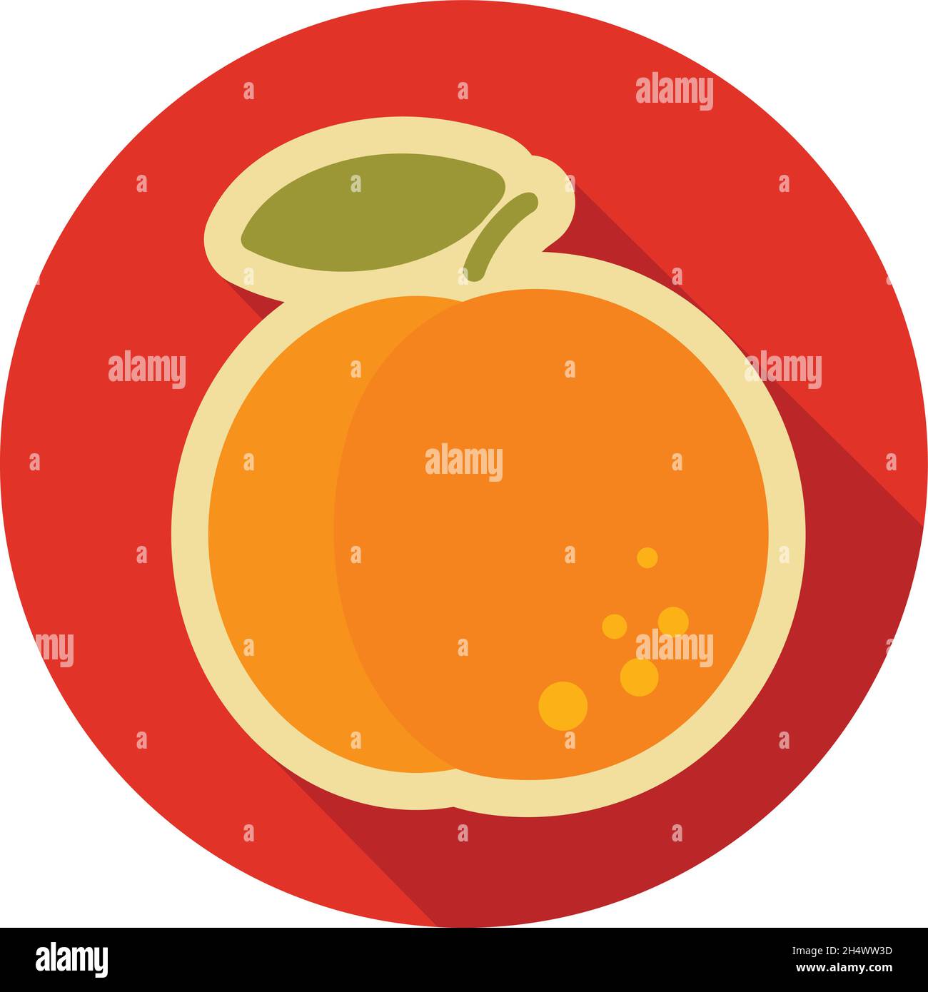 Peach flat icon. Fruit. Vector illustration, eps 10 Stock Vector