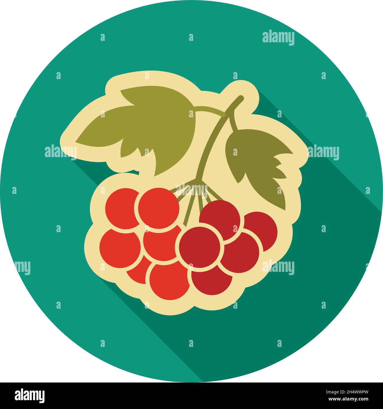 Rowan branch flat icon. Berry fruit. Vector illustration, eps 10 Stock Vector