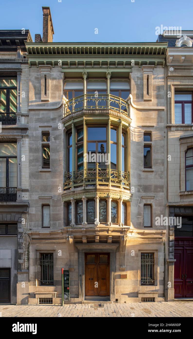 Brüssel, Bruxelles, Hôtel Tassel (Maison Tassel), Gründungsbau des Art Nouveau 1883-1884 von Victor Horta erbaut, Fassade Stock Photo