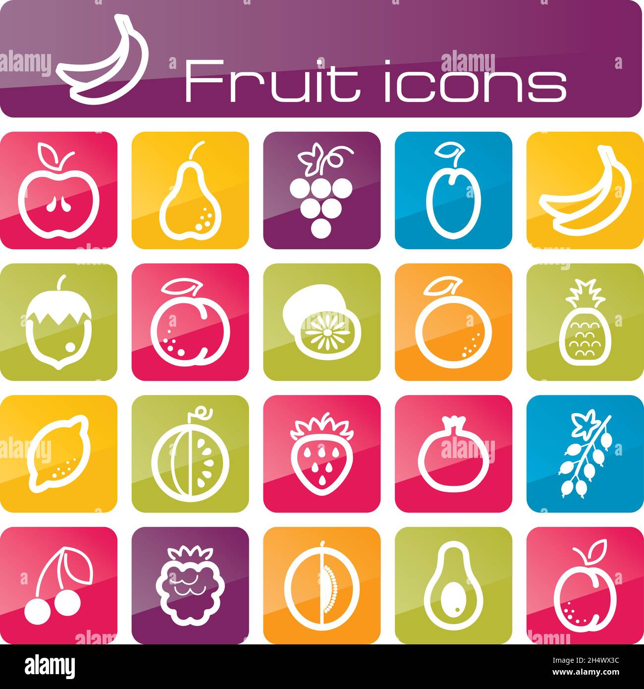 The modern icons set fruits vector eps 10 Stock Vector Image & Art - Alamy