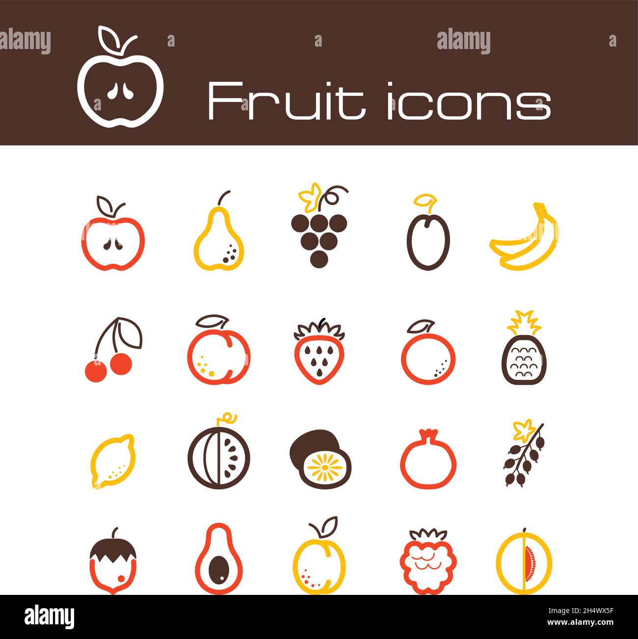 The modern icons set fruits vector eps 10 Stock Vector Image & Art - Alamy