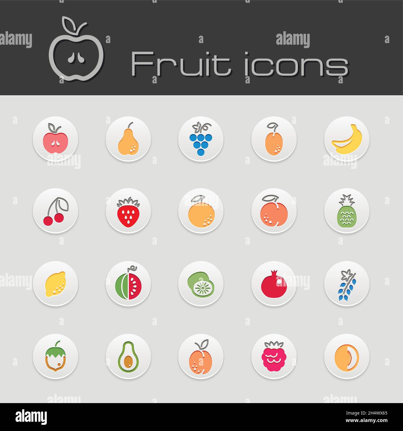 The modern icons set fruits vector eps 10 Stock Vector Image & Art - Alamy