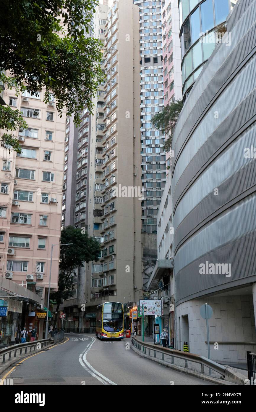 Caine Road, looking east near Ladder Street, mid-levels, Hong Kong 3rd Nov 2021 Stock Photo