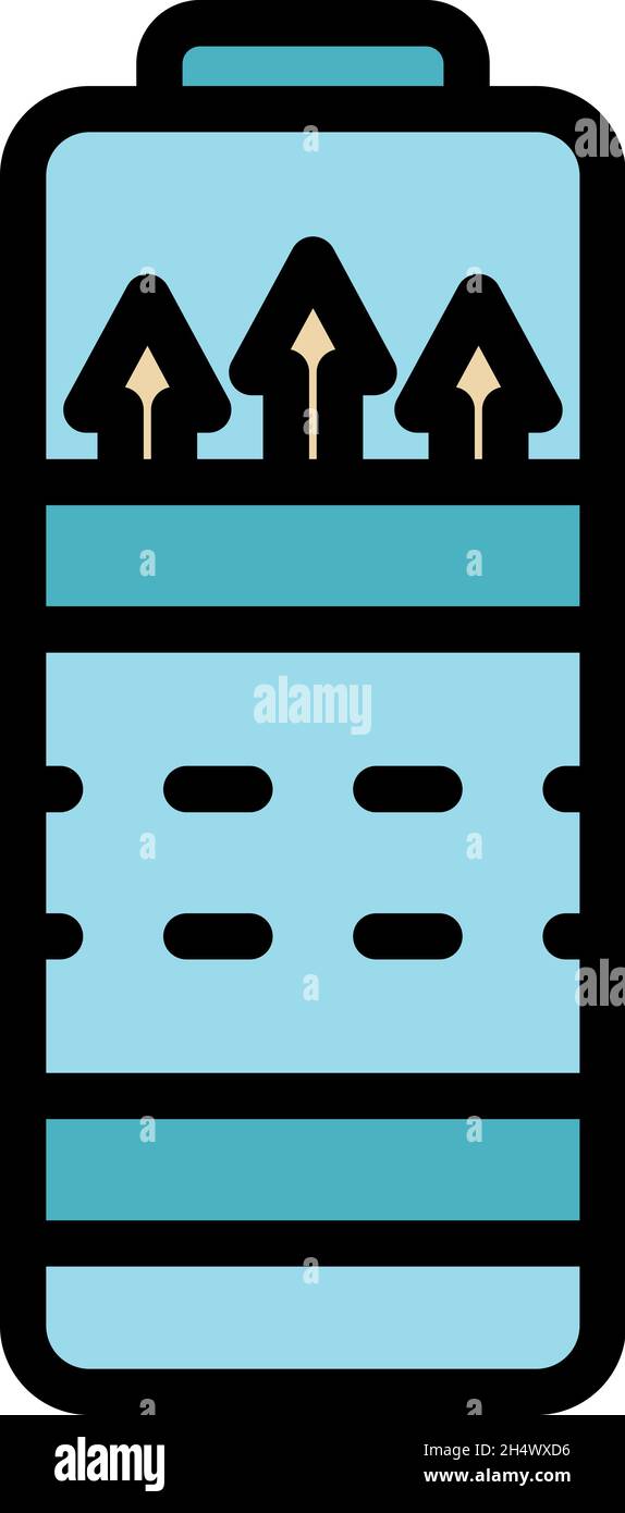 Charging battery process icon. Outline charging battery process vector icon color flat isolated Stock Vector