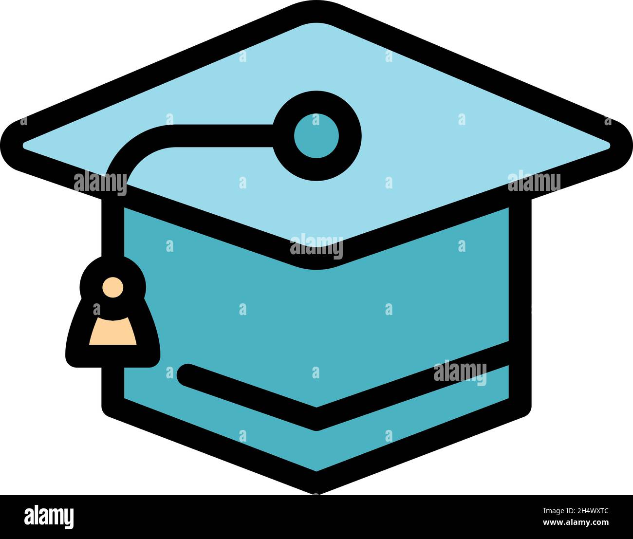 Learning graduation hat icon. Outline learning graduation hat vector ...