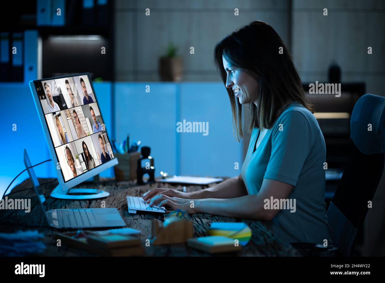Remote Learning Video Conference Business Call Online Stock Photo
