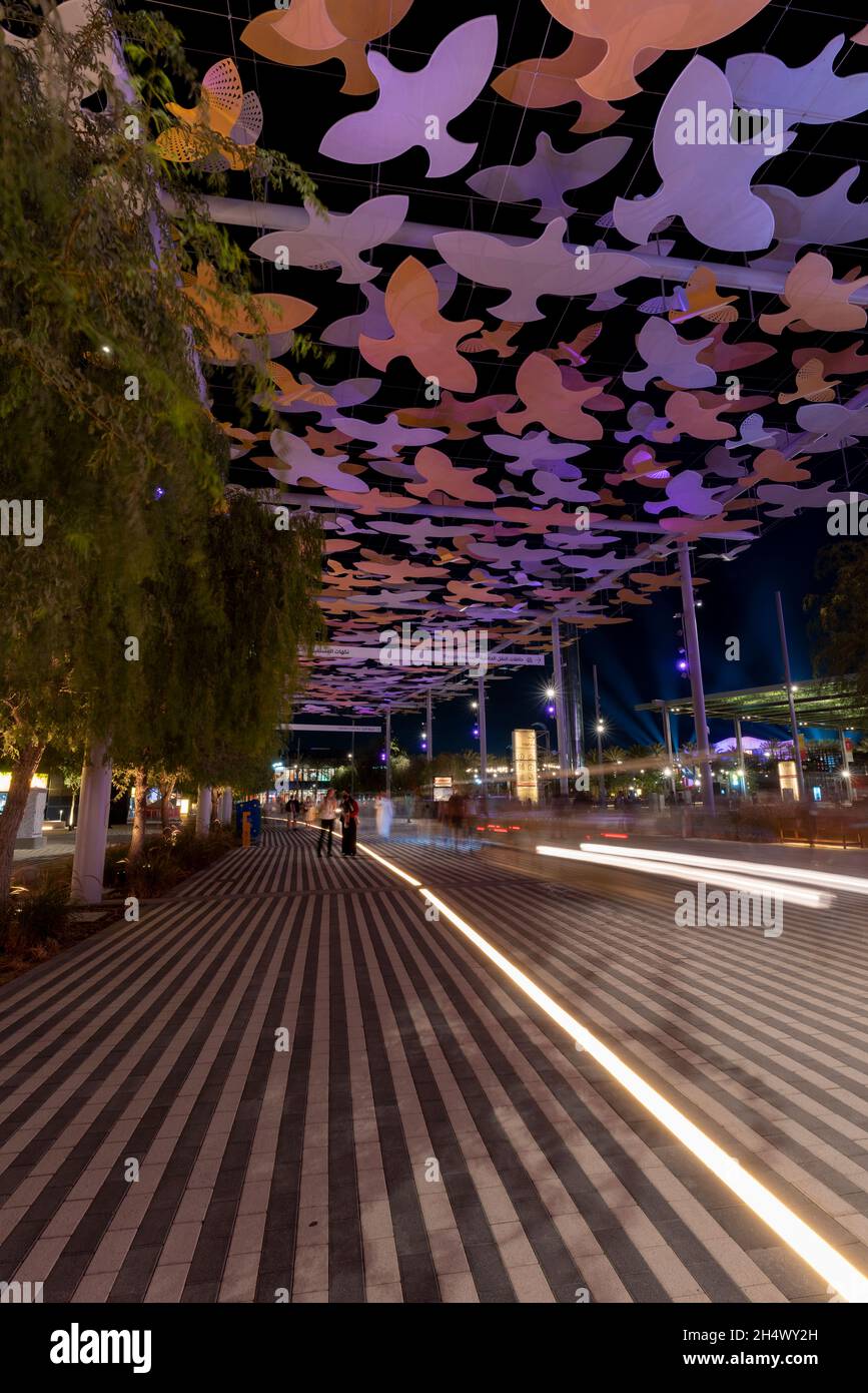 expo 2020 in night atmosphere in Dubai, United Arab Emirates (UAE