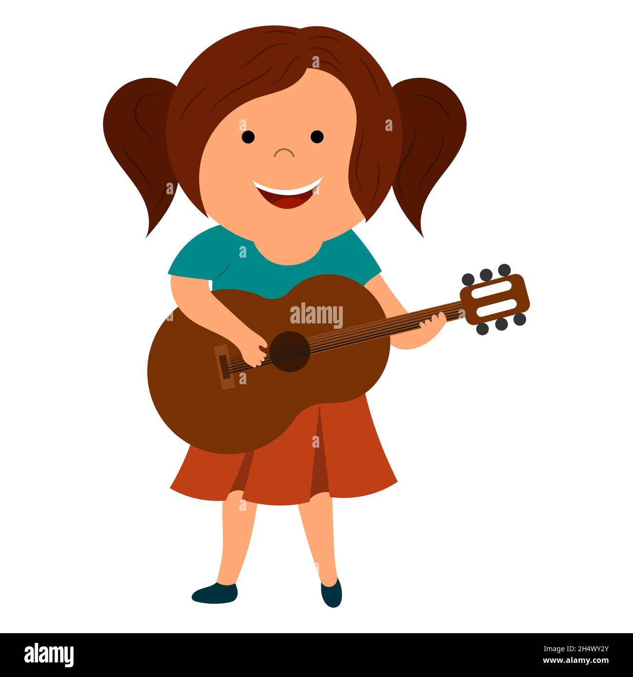 cute cartoon girl playing guitar, vector isolated on white background Stock  Vector Image & Art - Alamy