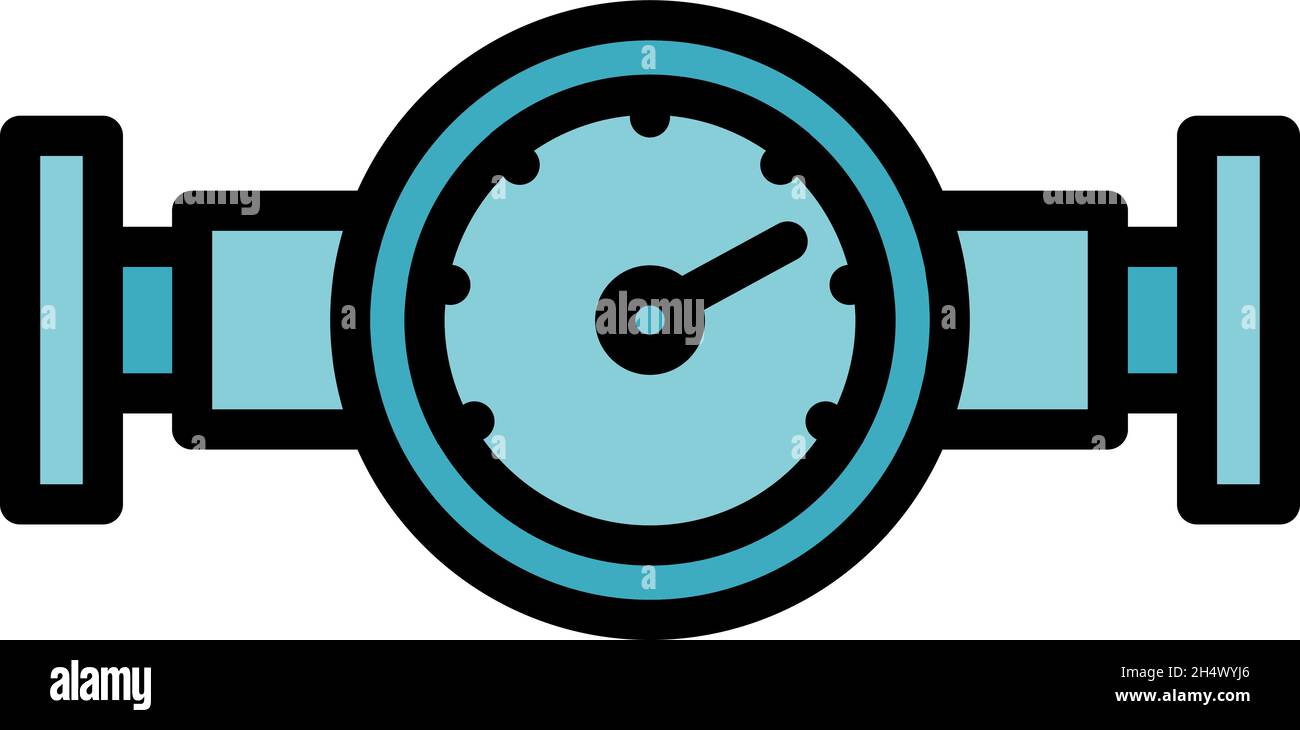 Manometer water icon. Outline manometer water vector icon color flat