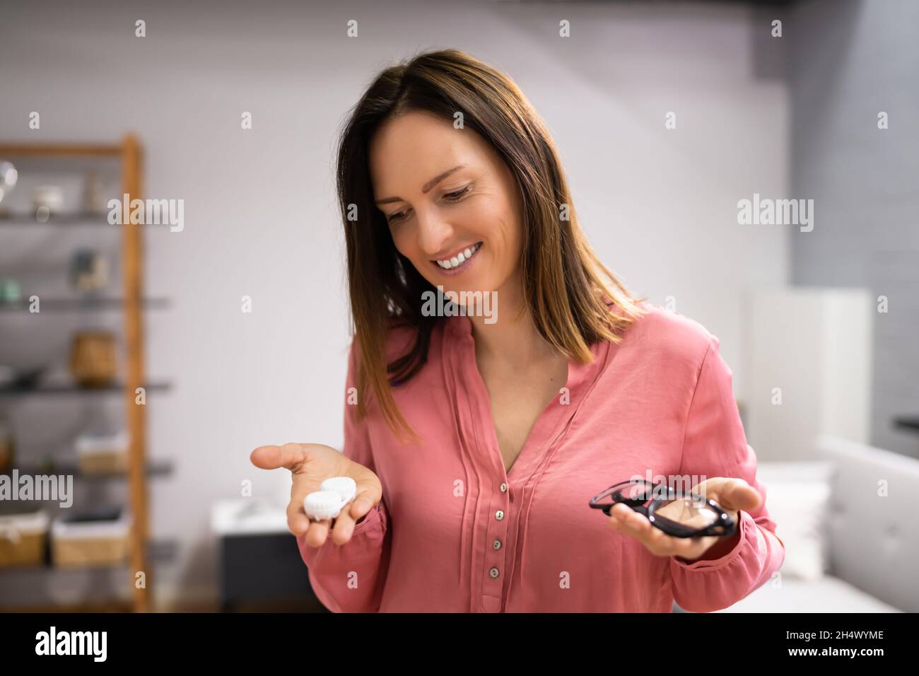 Optical Vision Care And Correction. Eyeglasses And Contact Lenses Stock