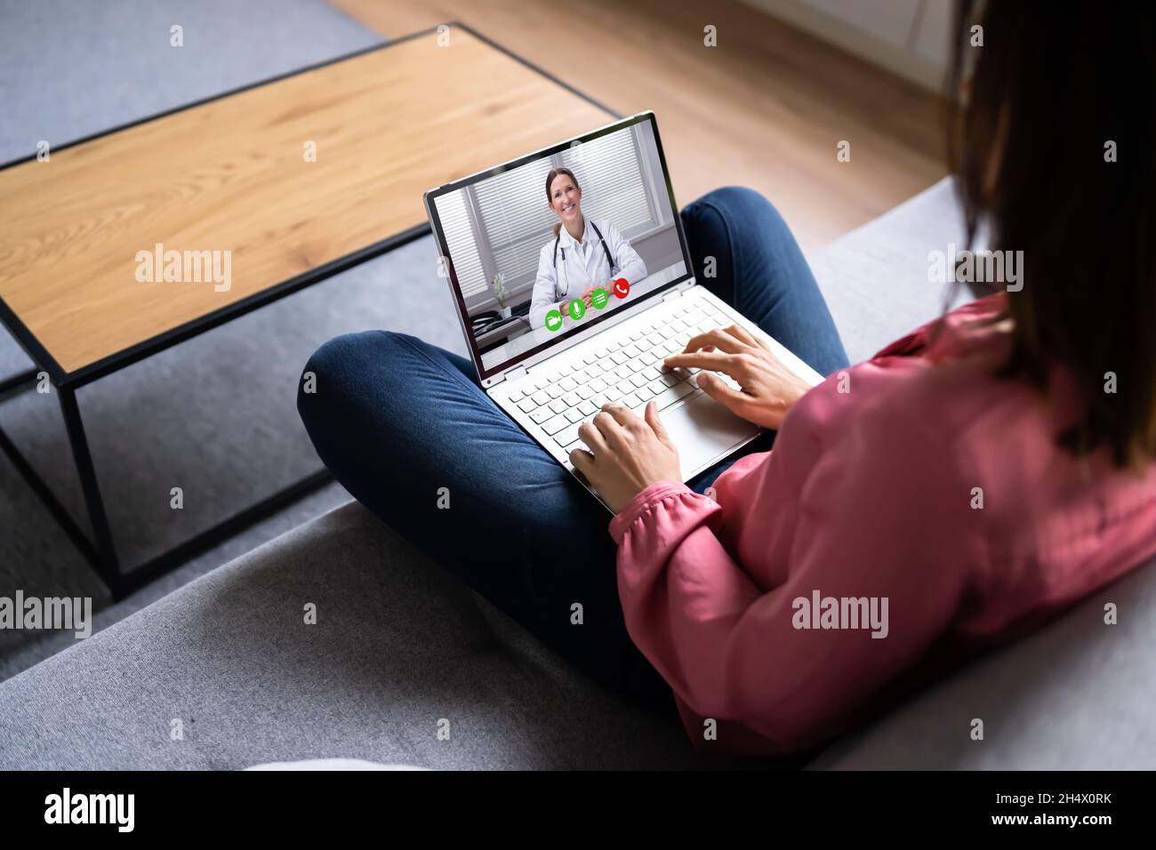 Video Conference Doctor Telemedicine Consult Call Or Webinar Stock Photo
