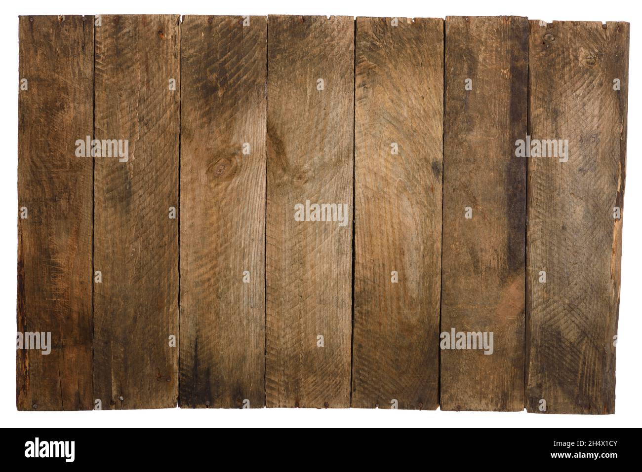 Wooden background from old weathered planks, isolated on white Stock ...