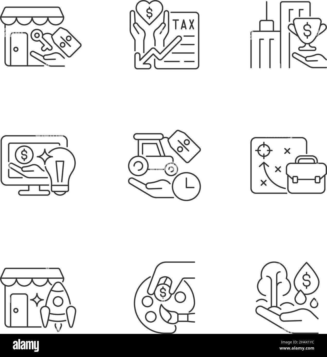 Small business financial support linear icons set Stock Vector Image ...