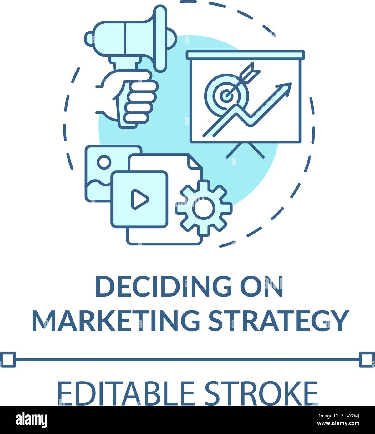 Deciding on marketing strategy blue concept icon Stock Vector Image ...