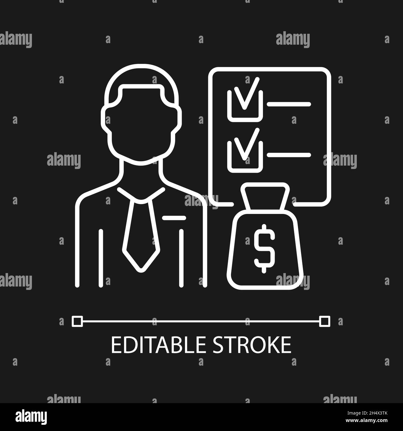 Financial planner white linear icon for dark theme Stock Vector Image ...