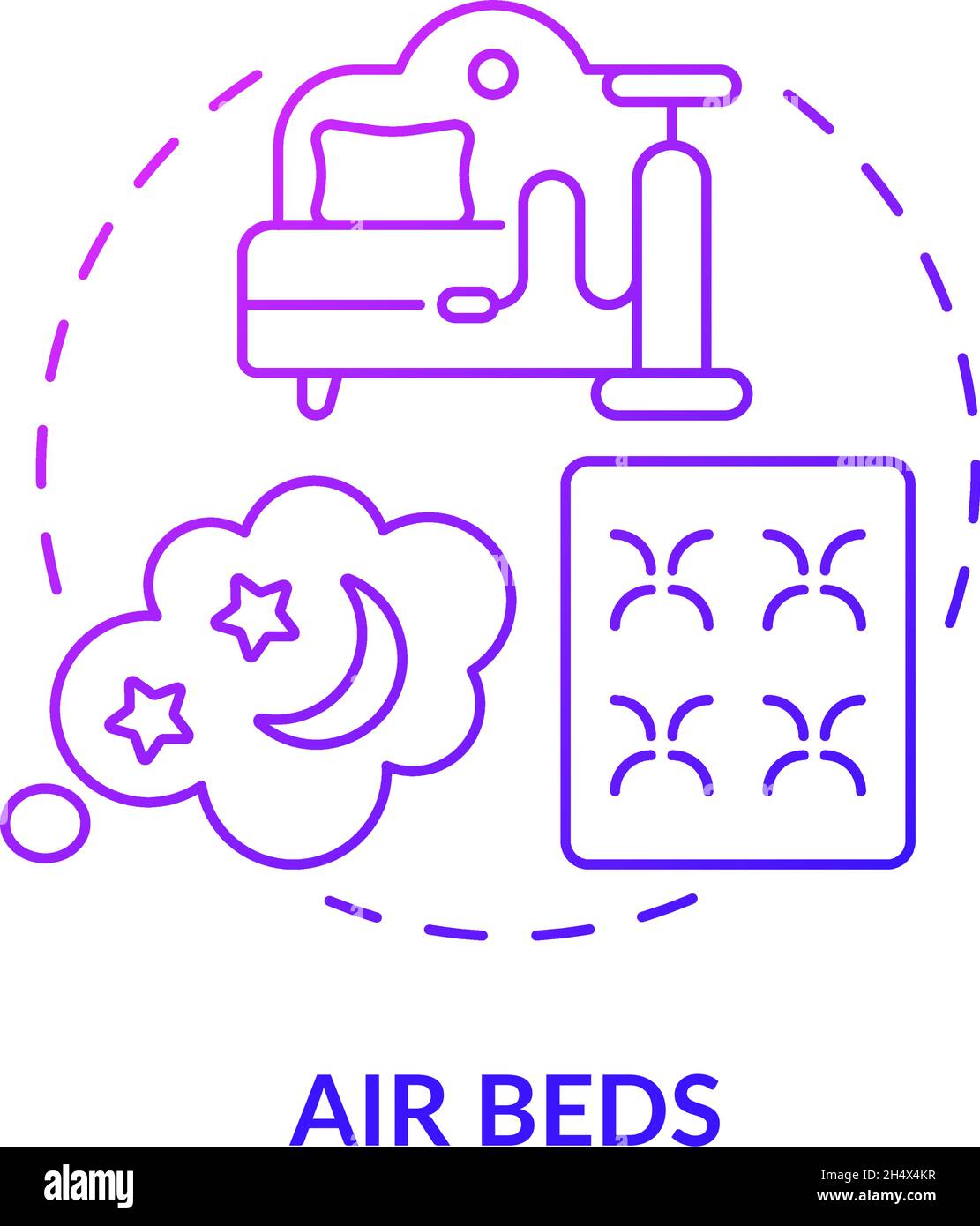 Air beds purple gradient concept icon Stock Vector