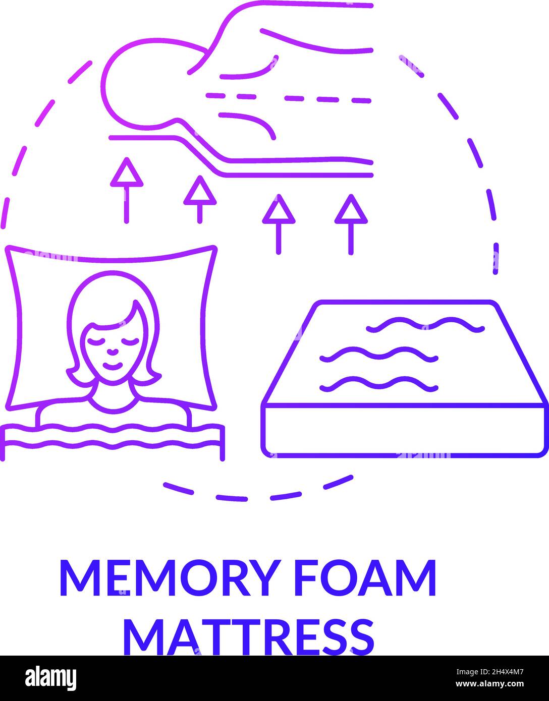 Memory foam mattress purple gradient concept icon Stock Vector