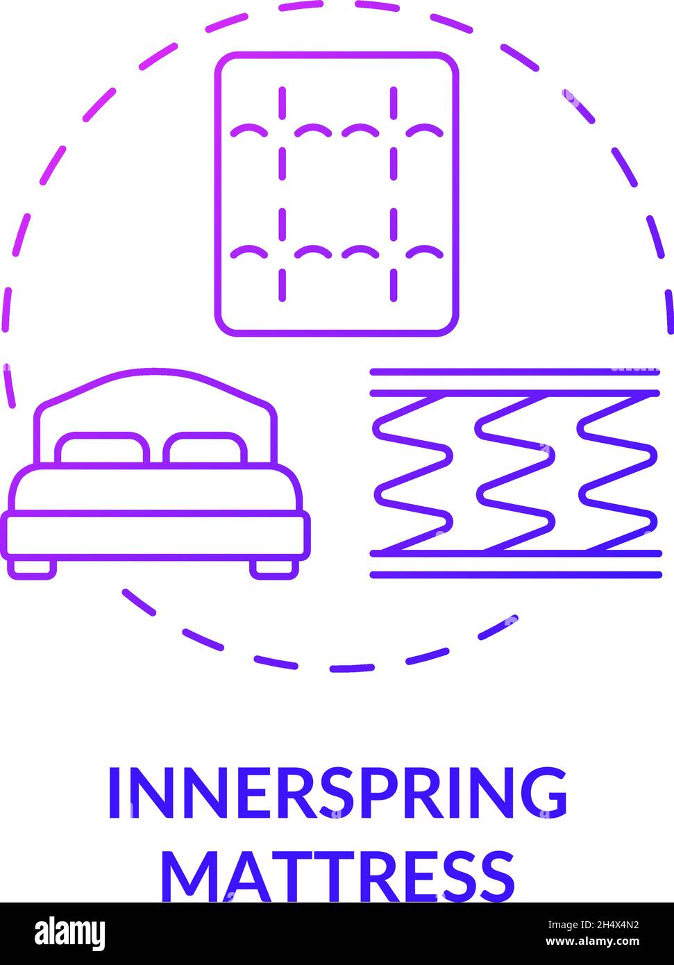 Innerspring mattress purple gradient concept icon Stock Vector