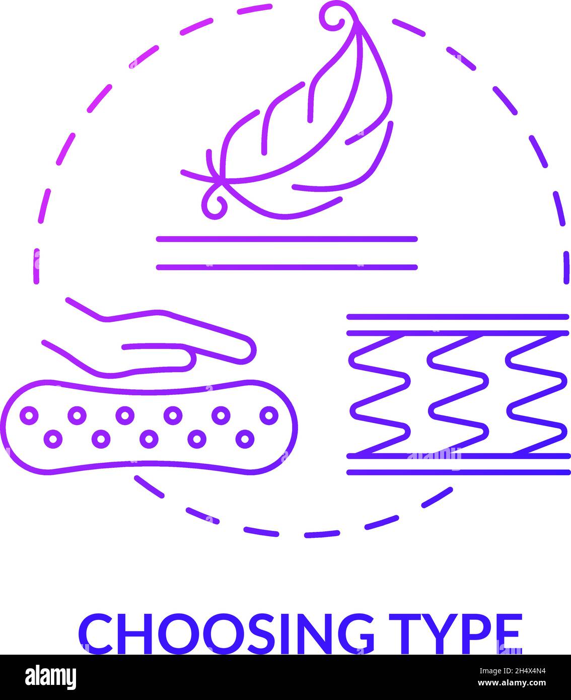 Choosing type purple gradient concept icon Stock Vector