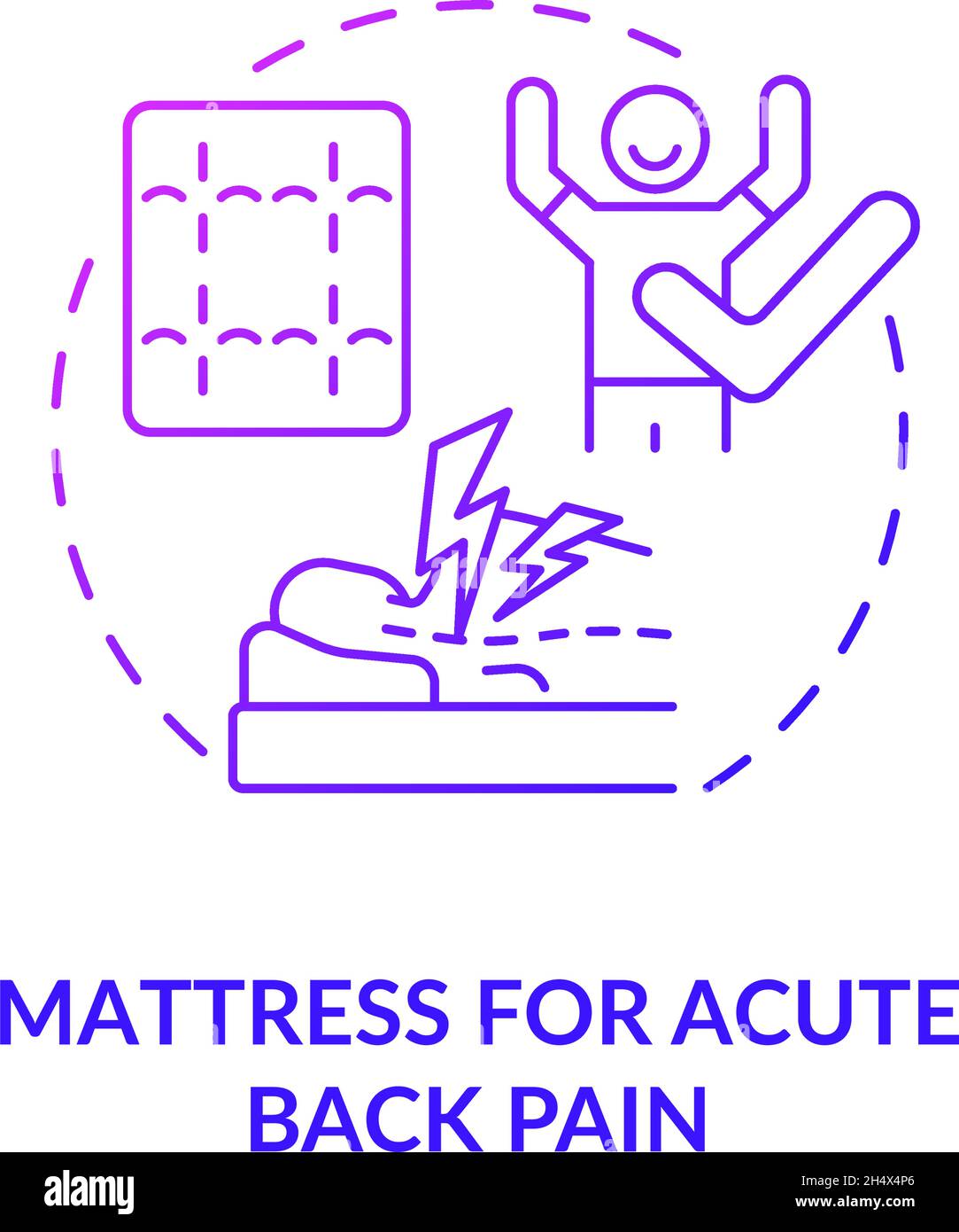 Mattress for acute back pain purple gradient concept icon Stock Vector