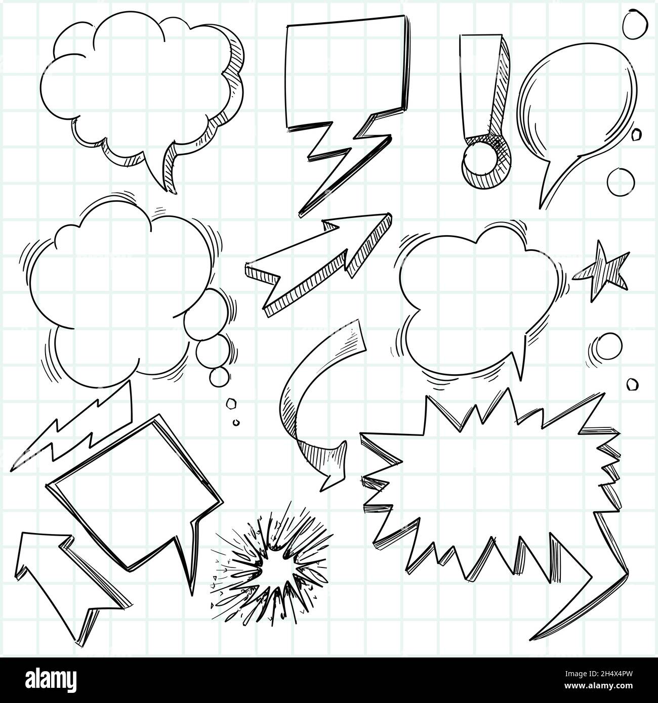 Hand drawn sketch speech bubble set design Stock Vector Image & Art - Alamy