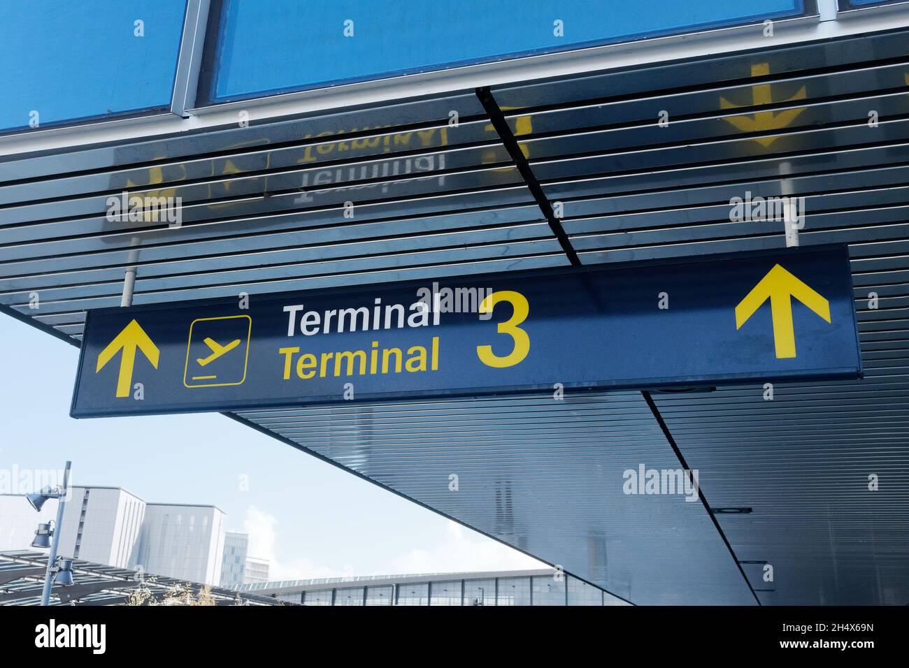 terminal sign on airport outdoor Stock Photo