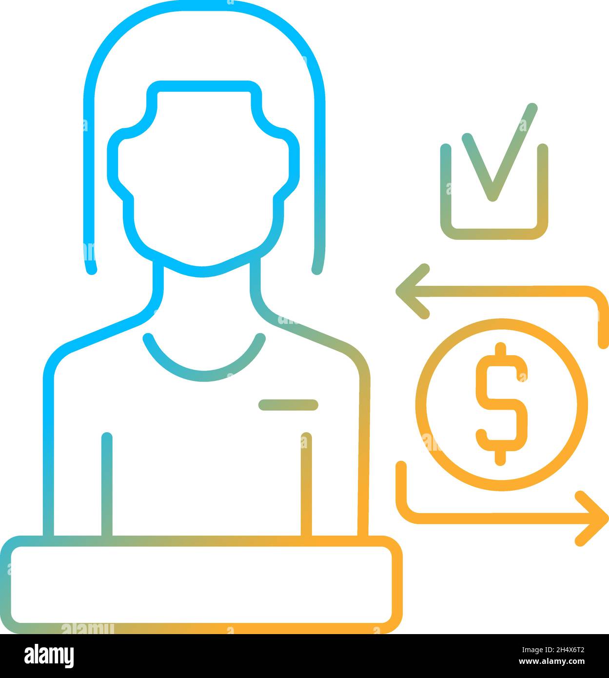 Bank teller gradient linear vector icon Stock Vector