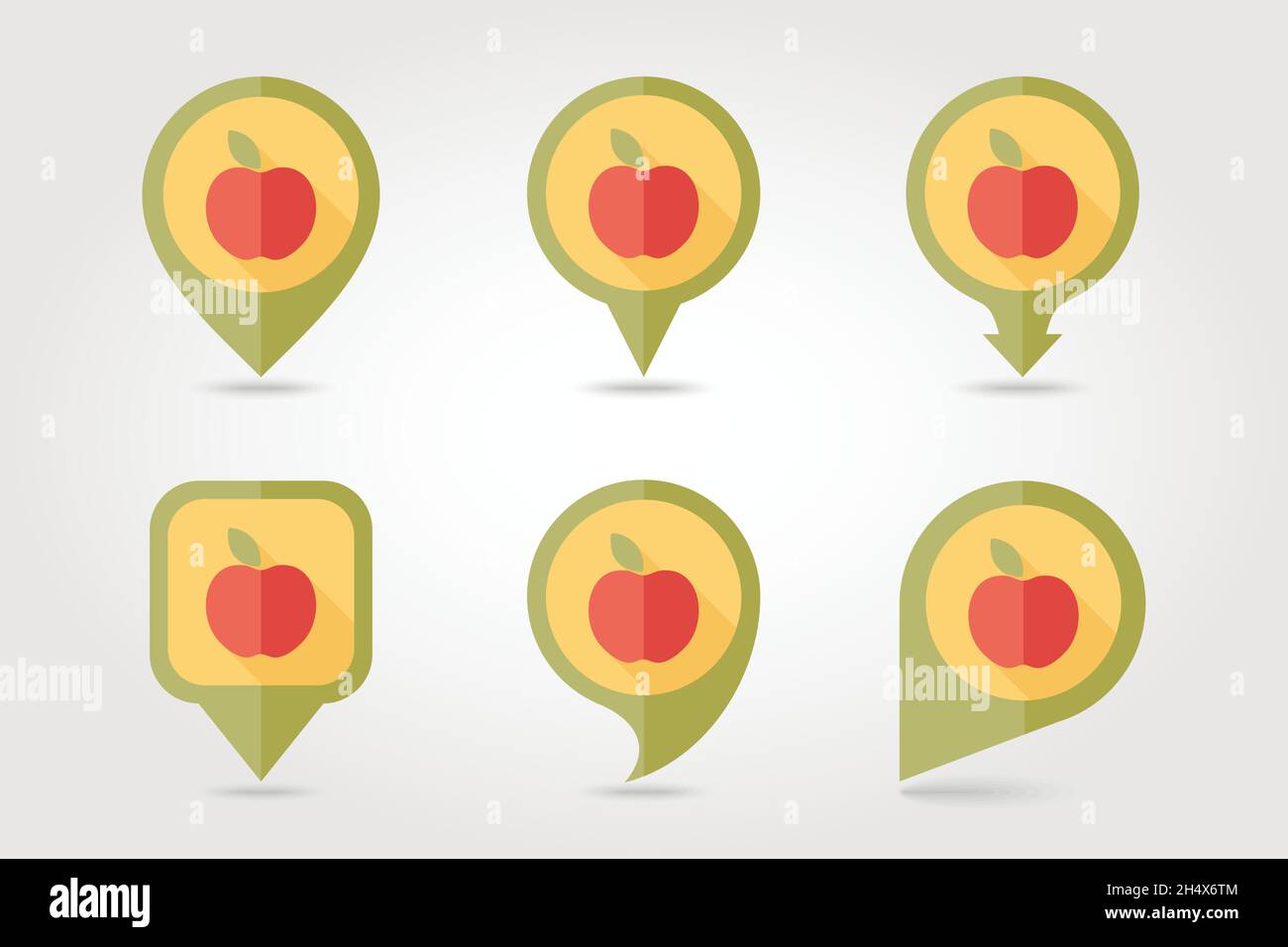 Apple mapping pins icons with long shadow, eps 10 Stock Vector Image ...