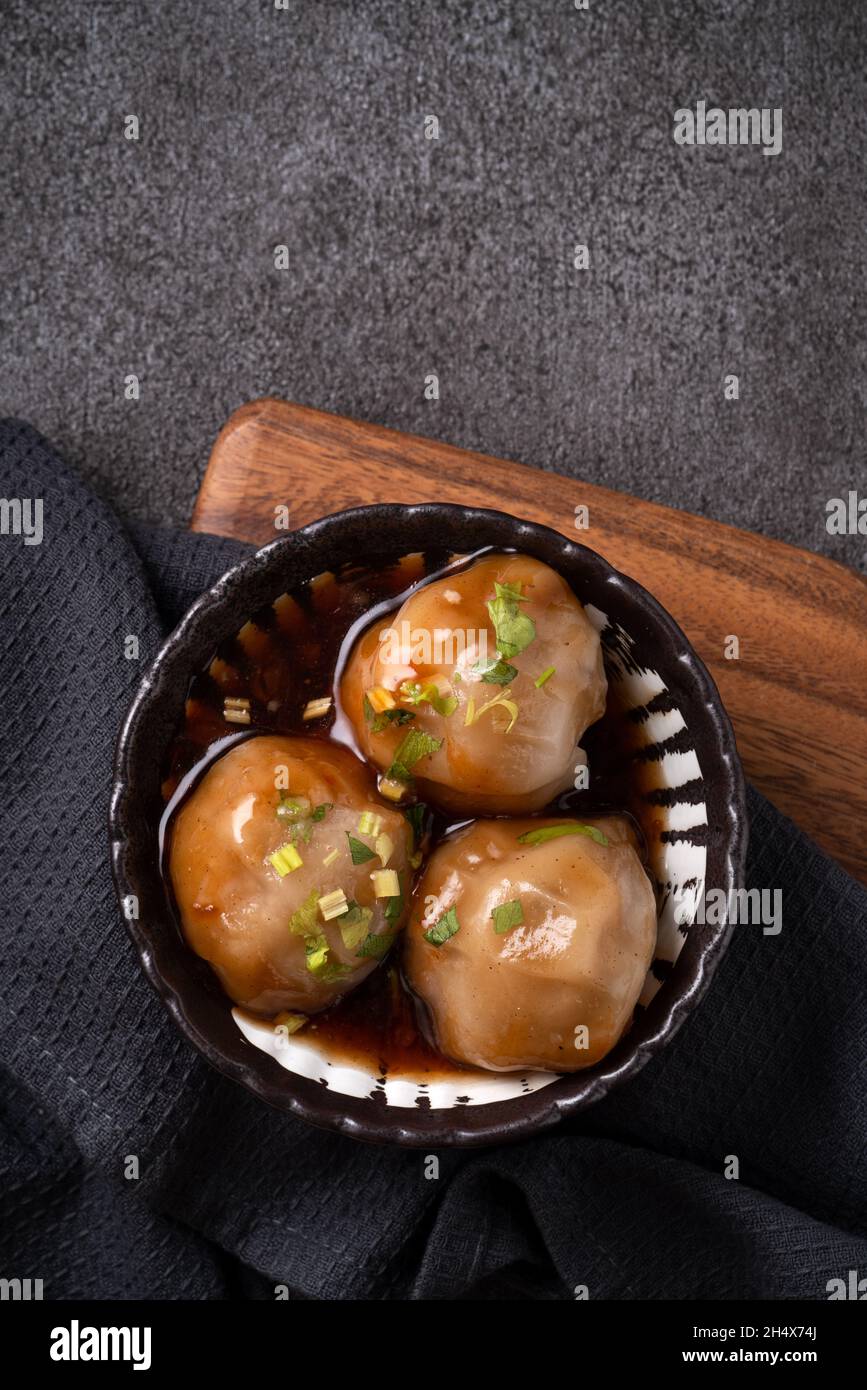 Top view of Bawan (Ba wan), Taiwanese meatball delicacy, delicious ...