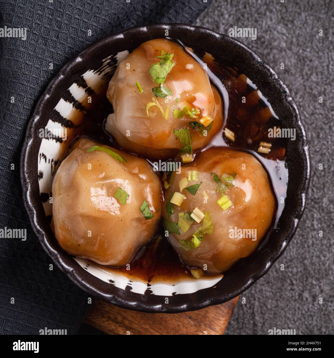 Top view of Bawan (Ba wan), Taiwanese meatball delicacy, delicious ...