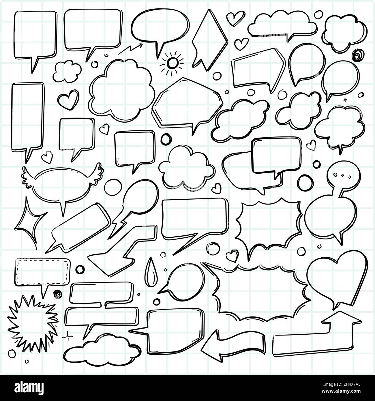 Hand drawn sketch speech bubble set design Stock Vector Image & Art - Alamy