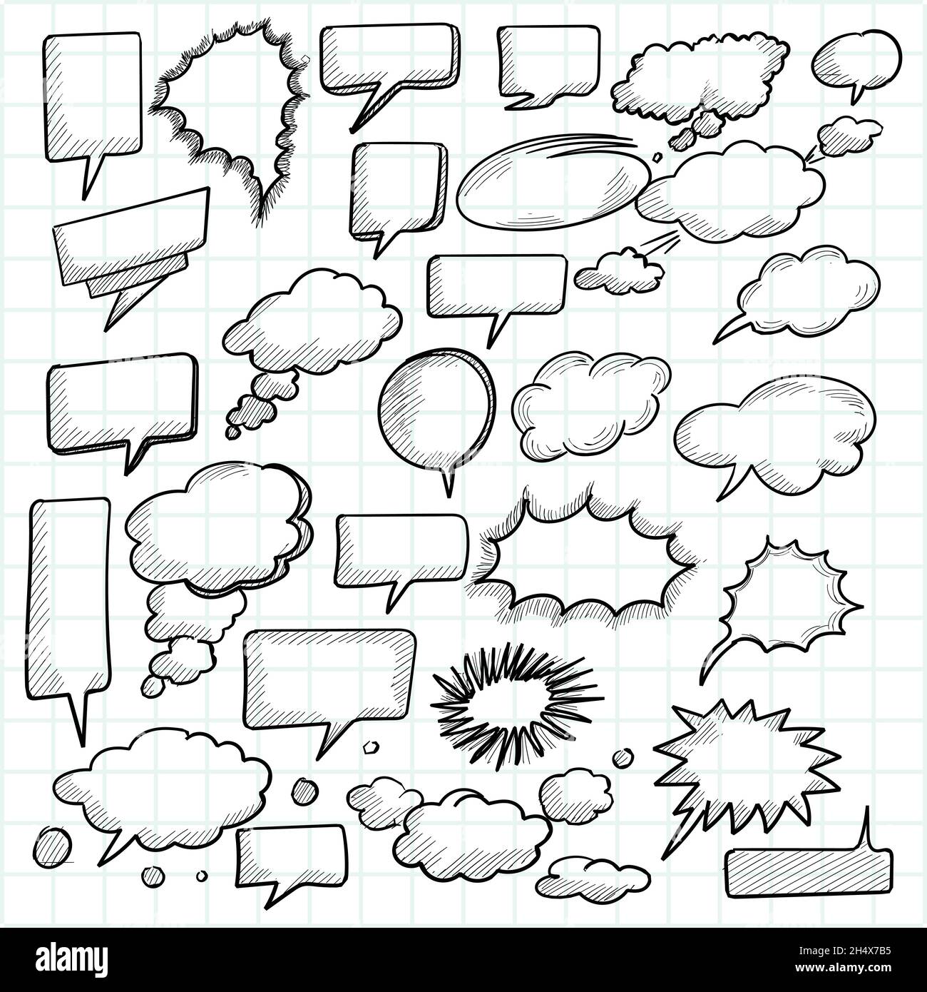 Hand drawn sketch speech bubble set design Stock Vector Image & Art - Alamy
