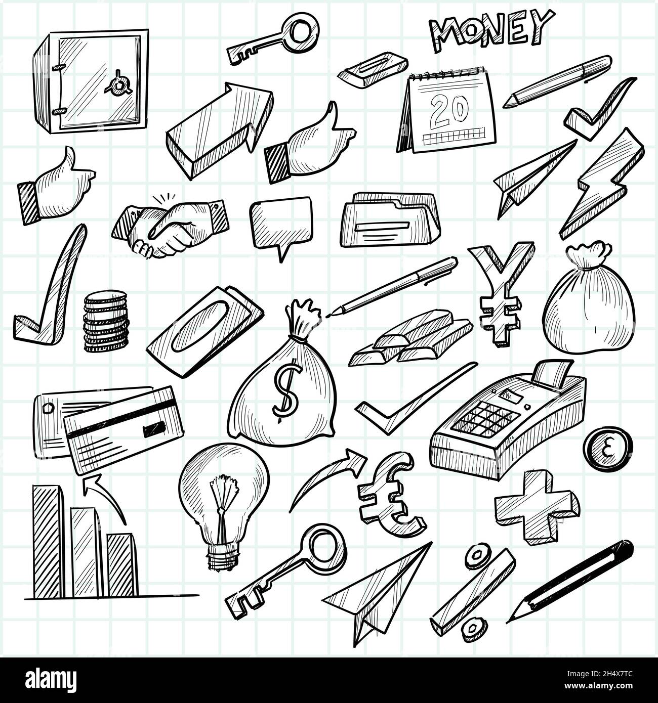 Hand draw doodle sketch icon set design Stock Vector Image & Art - Alamy