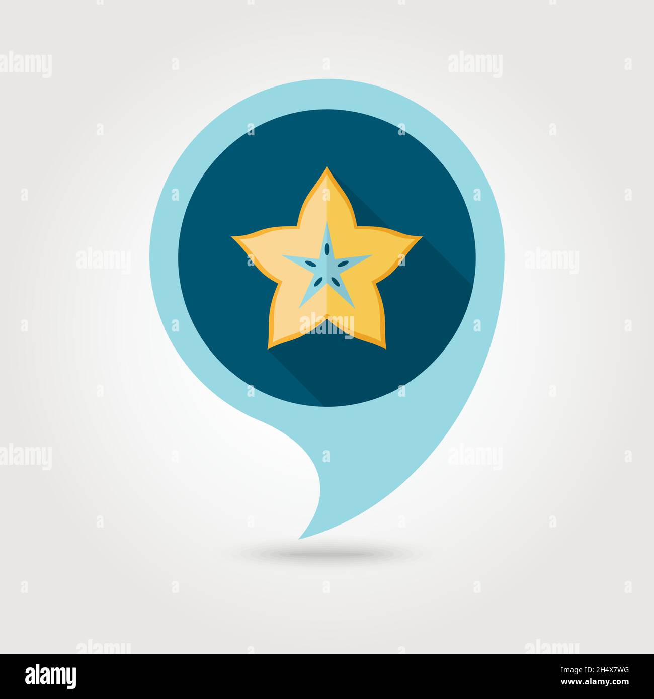 Starfruit Carambola Carom flat vector pin map icon. Map pointer. Map ...
