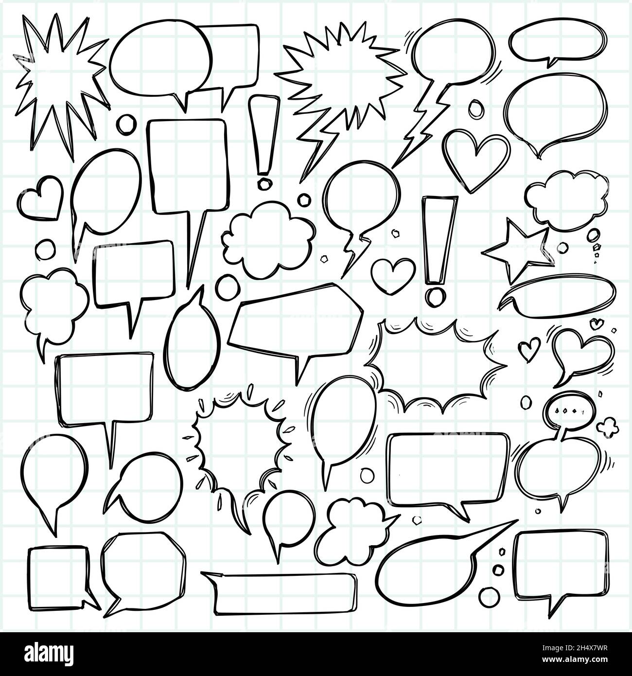 Hand drawn sketch speech bubble set design Stock Vector Image & Art - Alamy