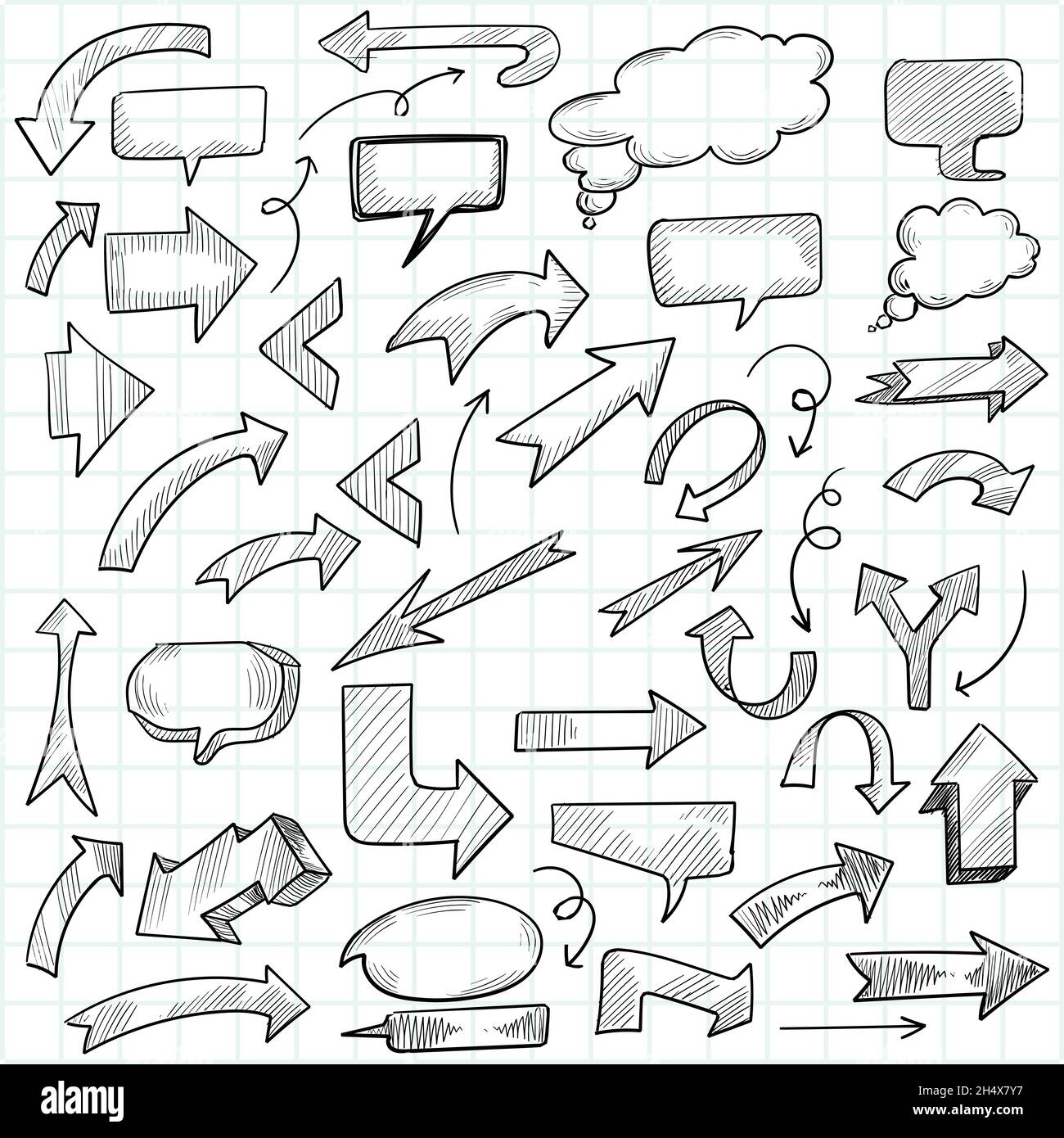 Hand draw geometric doodle business arrow set Stock Vector Image & Art ...