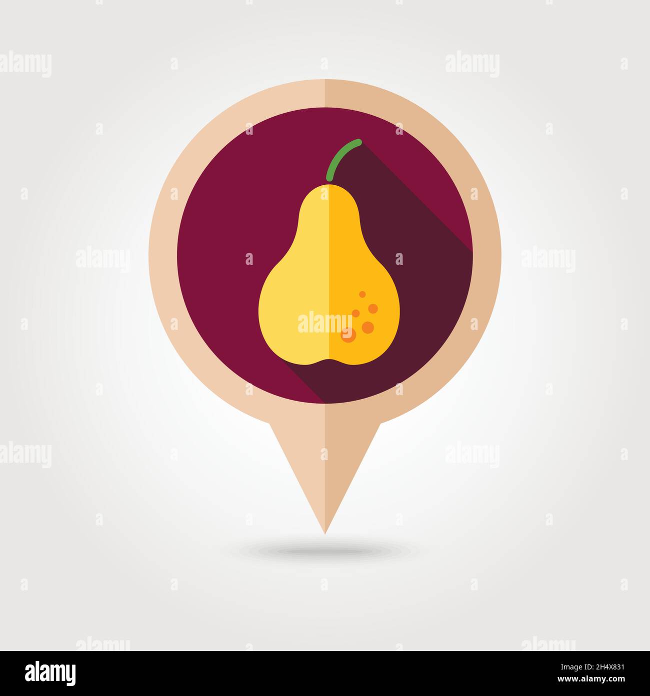 Pear flat vector pin map icon. Map pointer. Map markers. Fruit. Vector