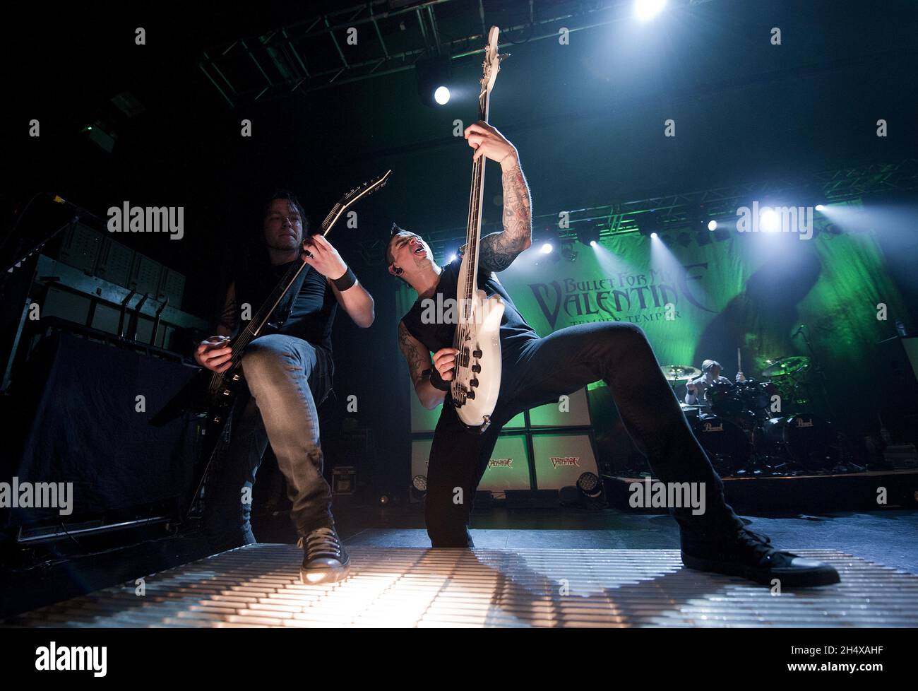 Michael Paget and Jason James of Bullet for my Valentine in concert at 02 Academy - Birmingham Stock Photo