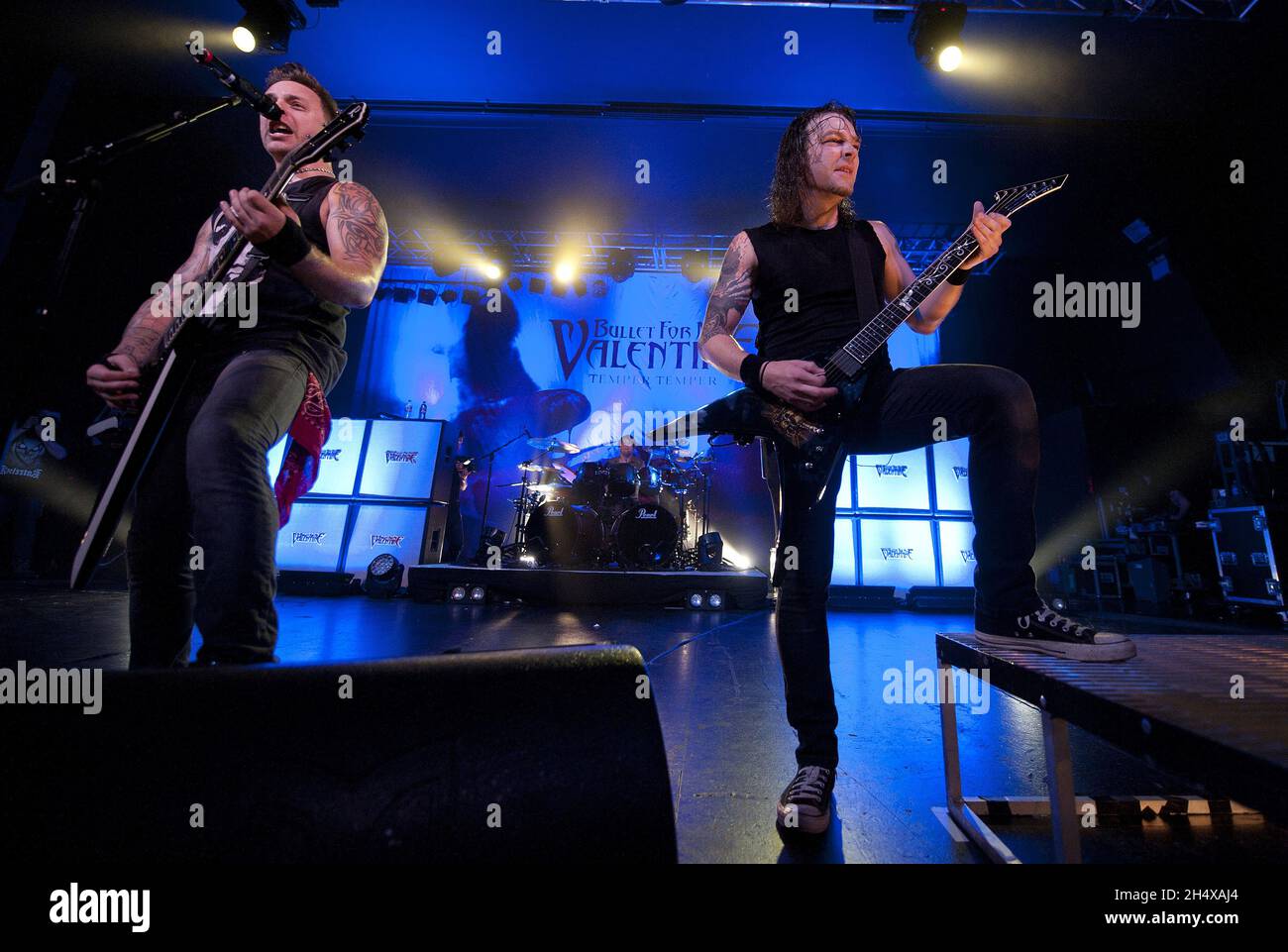 Matthew Tuck and Michael Paget of Bullet for my Valentine in concert at 02 Academy - Birmingham Stock Photo