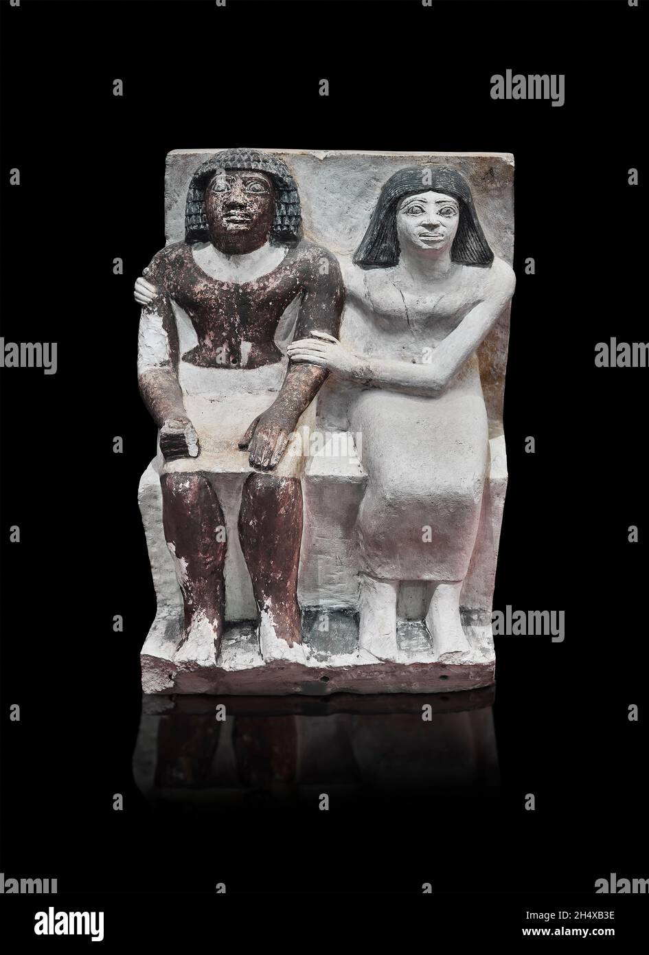 Egyptian statue sculpture of a couple seated, 2350-2200, 6th dynasty ...